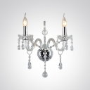 Clear Crystal Embraces Two Candle-style Light Stunning Wall Sconce