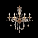 Finely Cut Crystal Pendants and Bobeche Hand-Blow Glass Frame Chandelier