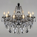 Sparkling Hand Cut Gray Crystal Waterfall 10-Light Classic Style Chandelier