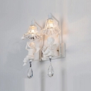 Charming Double Light Wall Sconce Adorned with Pure Angles and  Beautiful Crystal Drops
