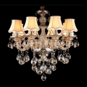 Stunning Hand-Cut Rock Crystal Droplets Warm Amber Crystal and Shades Chandelier