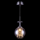 Clear Glass Shade Adorned with Clear Crystals Made Stunning Modern Mini Pendant