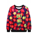 EAT ME Strawberry Print Sweatshirt