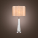 Gorgeous Nude Fabric Shade Table Lamp Featuring Sparkling Crystal Covered Metal Base