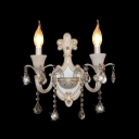 Beatiful Vase Pattern Crystal Wall Light Fixture with Curved Sleek Zin Alloy Arm