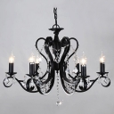Sparkling Crystal Chains Swirl Frame Six Candle Lights Traditional Crystal Chandelier