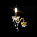 Single Light Crystal Wall Sconce Featured Delicate Plate And Graceful Curving Arm