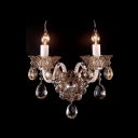 Magnificent Brilliant Double Candle-style Light Crystal Wall Sconce with Elegant Scrolling Arms