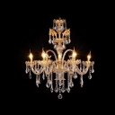 Six Candle Lights Elegant and  Luminous Gold Crystal Arms and Droplets