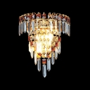 Decorative Crystal Wall Sconce Features Gold Finish and Graceful Scrolls