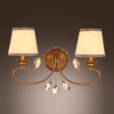 Comforting Graceful Scrolls Makes Two-light White Sahdes Wall Sconce Perfect for a Casual Hallway