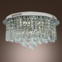 Gracefully Stainless Steel Round Canopy Flush Mount Hanging Clear Crystal Prisms and Balls