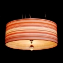 Magnificent Colorful Rainbow Stripe Modern Drum Shade Pendent Light Completed with Clear Crystal Drop