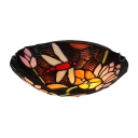 Mesmerizing Black Tiffany Two Lights Flush Mount Ceiling Light with Dragonflies Pattern