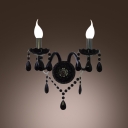 Mysterious European Style Wall Sconce Features Cool Black Finish and Two Candelabra Lights