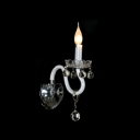 Concise Elegant Crystal Accents Add Charm to Modern Wall Sconce with One Candle Light