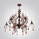 Beautiful Two-Tiered Antique Bronz Finished Large Crystal Droplets Chandelier