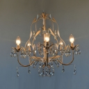 Scrolling Arms Dotted with Leaves Culminate in Beautiful Petal Flowers on 5-light Chandelier