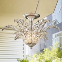 Spectacular Semi Flush Ceiling Light Accented with Clear Crystals and Graceful Big Leaves