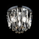 Contemporary Chrome Finished Round Canopy Flush Mount Hanging Crystal Accents