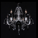 Clear Crystal Column and Strands Black Bobeches Chandelier Add Elegant to Your House