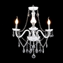 Elegant White Glass Support Clear Crystal Strands and Droplets 3-Light  20.4