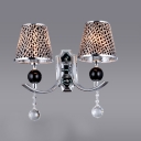 Contemporary Black-Gray Pattern Wall Sconce Adorned with Clear Crystal Balls and Graceful Scrolling Arms