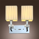 Glamorous Two-light Wall Sconce Completed with Polished Chrome Finish and Beige Fabric Square Shade