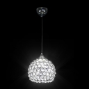 Modern and Elegant Half Sphere LED Large Pendant Accented by Crystals