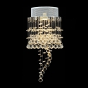 Plentiful Clear Crystal Balls Hang Together Elegant Flush Mount with Stainless Steel Canopy