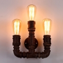 Three-light Rust Finished Vintage LOFT LED Wall Light