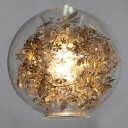 Round Clear Class Globe Outside Shade And Leaves Inside Natural And Chic Designer Pendant