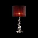 Red Lining Black Lace Shade and Beautiful Stacked Irregular Crystal Cubes Adorned Modern Table Lamp