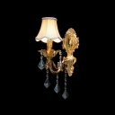 Exquisite  White Flower-shaped Fabric Shade Pairs with Delicate Gold Finish Add Luxury to Sparkling Single Light Wall Sconce