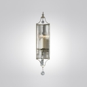 Distinguished Design Single Light Wall Sconce Features Elegant Metal Frame and Clear Crystal Drop