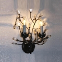 Delicate Stylish Wall Sconce Features Hand-fashioned Crystal Flowers