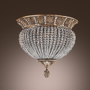 Captivating Flushmount Features Antique Brass Finish Frame Adorned by Crystal Beads