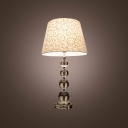 Beautiful Fabric Shade with Lead Crystal Table Lamp Features Four Stacked Crystal Globes Create the Base