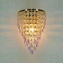 Exquisite Gold Finish and Strands of Crystal Beads Add Charm to Wall Light Fixture Creating Welcomed Addition to Contemporary Style Home Decor
