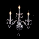 Luxurious Contemporary Crystal Wall Sconce Adorned with Three Candle Lights and Delicate Detailing