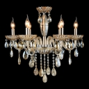 Gorgeous Amber Crystal Droplets and Strands 6-Light Traditional Crystal Chandelier