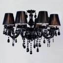 Splendid and Bold Jet Black Crystal Glass Arms and Droplets Chandelier