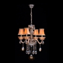Warm Fabric Shades Four Lights Hanging Dizzying Crystal Drops Chandelier