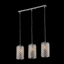 Crystal Embedded Metal Cylinder Shade Multi-Light Pendant Finished in Chrome