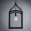 One-light Glass Shaded Lantern Industrial Suspension LED Pendant