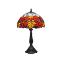 One Light Downward Tiffany Style Table Lamp in Leaf Pattern