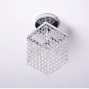 Sparkling Crystal Square Shade And Polished Chrome Finish Add Charm to Stunning Semi Flush Ceiling Light