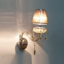 Brilliant Single Light Wall Sconce Completed with Dazzling Crystal Beads and Graceful Scrolling Arms