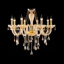 Luxurious Gold Finished Handcut Crystal Pedaloques and Chains Candle Light Chandelier