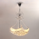 Romantic Crystal Beaded Strands Hanging Pendant Light Accented by Cluster of Crystal Small Globes